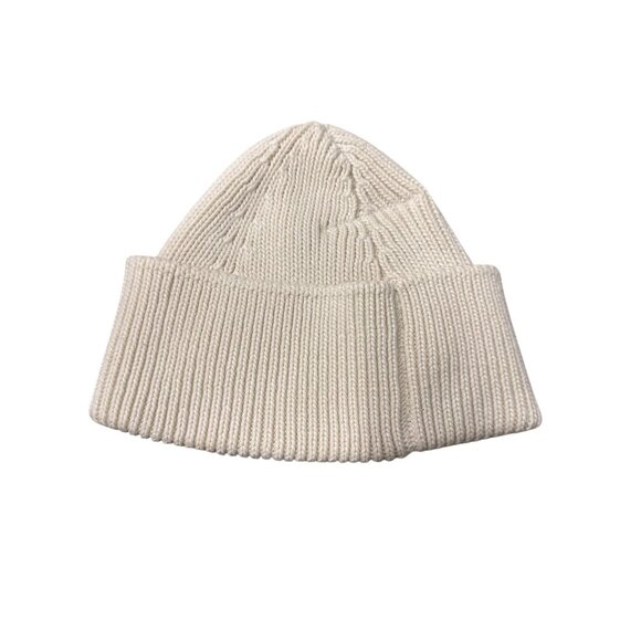 Maison Margiela MM6 Ribbed Knit Beanie With Embroidered "6" Logo In Cream - Picture 2 of 11